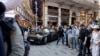 A vehicle of the Russian delegation in Istanbul for potential peace talks with Ukraine, arrives at the consulate general of the Russian Federation, in Istanbul